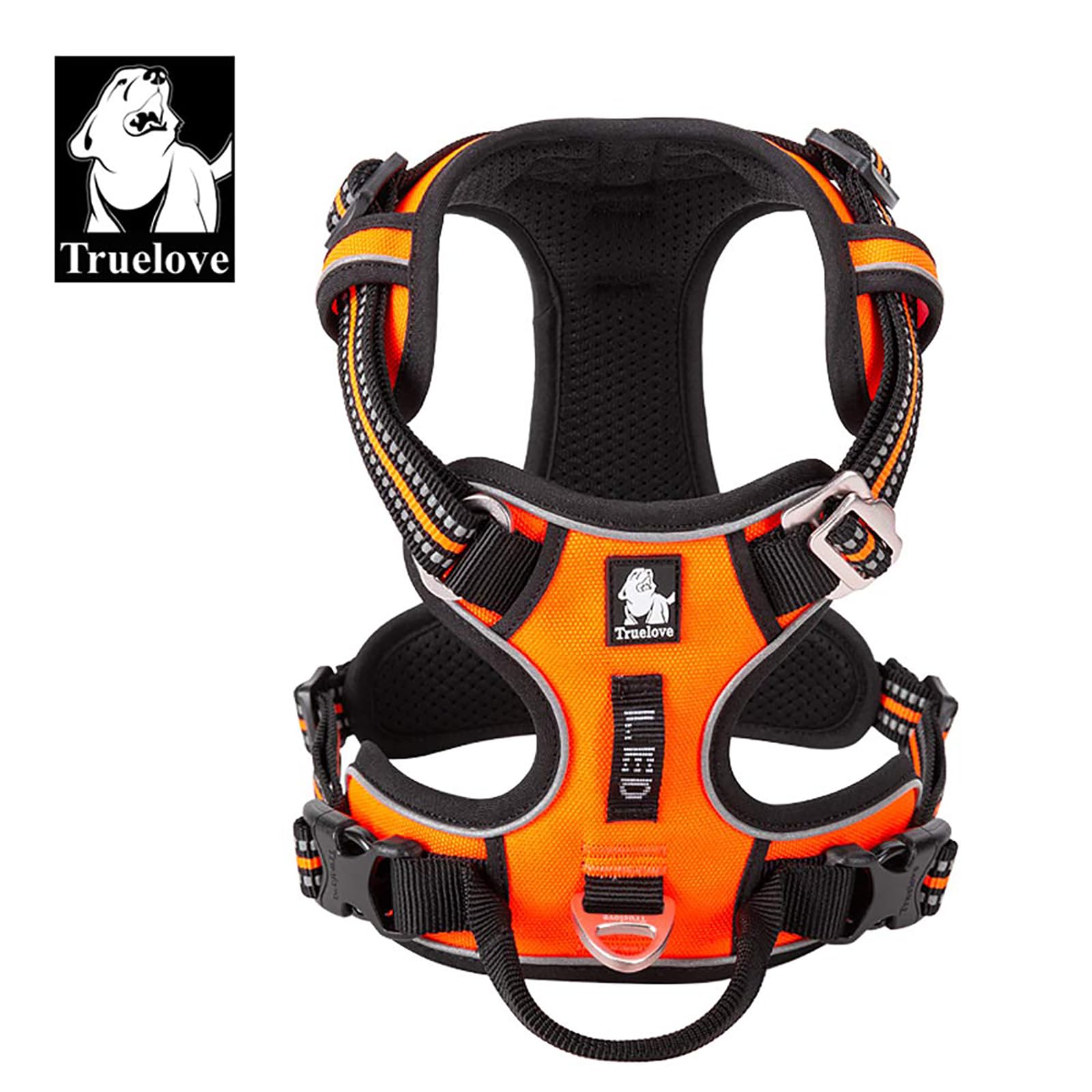 Truelove Dog Harness No Pull Nylon Reflective Pet Harness Adjustable Comfortable Control Step-In Brilliant Colors Tlh56512 Orang